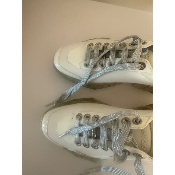 Jimmy Choo Womens Size EU 36 US 6 Trainers Diamond White Tan Leather Sneakers - Picture 7 of 12